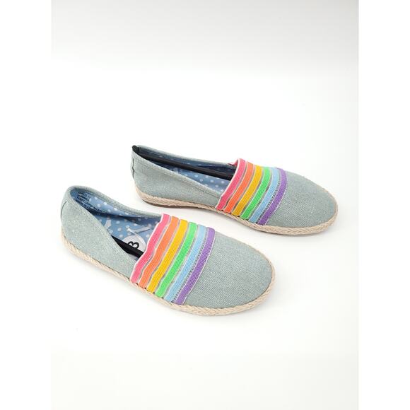 Report Kid Blue Denim Glitter Rainbow Slip-On Espadrilles - 13 - Picture 4 of 7